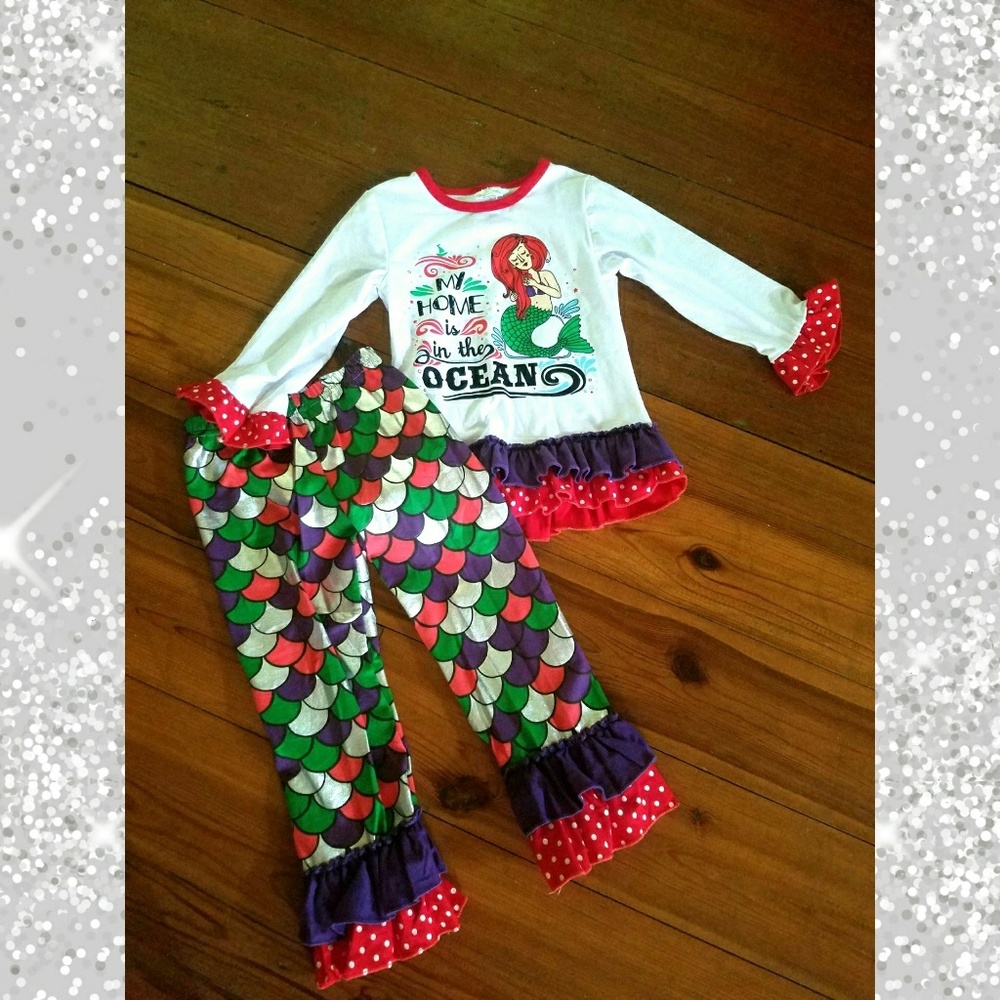 2pc mermaid ruffle outfit